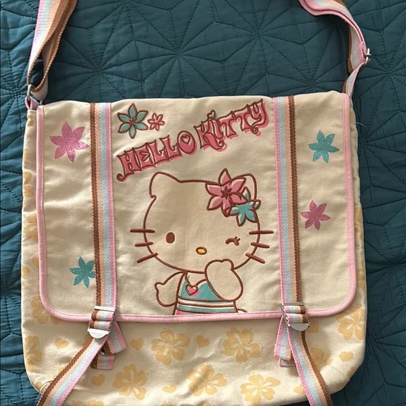 Hello Kitty Messenger Bag with Floral Accents - Picture 1 of 8
